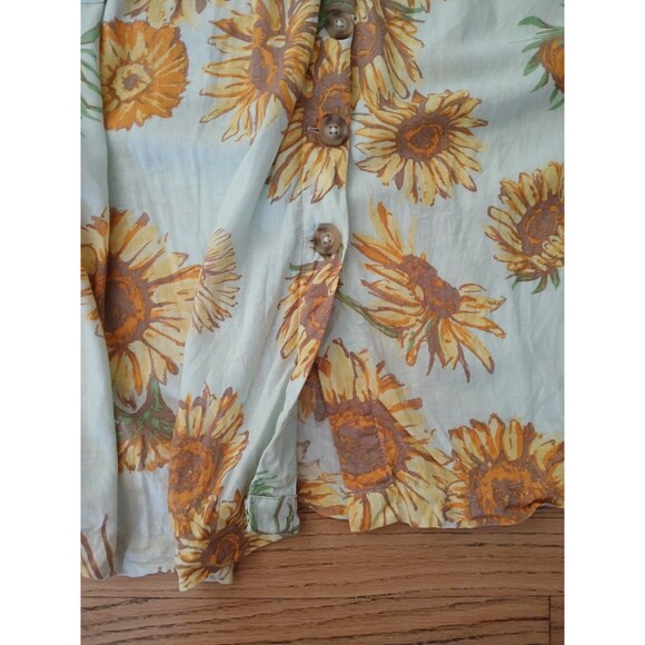 Urban Outfitters Cooperative Linen Blend Womens Sunflower Sundress Large Pockets - Picture 9 of 14